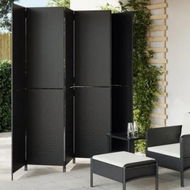 Detailed information about the product Room Divider 6 Panels Black Poly Rattan