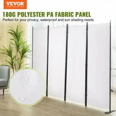 Room Divider, 88Ã—67.5inch Room Dividers and Folding Privacy Screens (4-panel), Fabric Partition Room Dividers for Office, Bedroom, Dining Room, Study, Freestanding, White