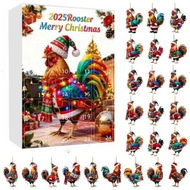 Detailed information about the product Rooster Christmas Advent Calendar with 24 Unique Ornaments Featuring Festive Santa Hat and Scarf Designs for Holiday Countdown Celebration