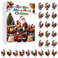 Detailed information about the product Rooster Christmas Advent Calendar with 24 Unique Ornaments Featuring Festive Santa Hat and Scarf Designs for Holiday Countdown Celebration