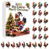 Detailed information about the product Rooster Christmas Advent Calendar with 24 Unique Ornaments Featuring Festive Santa Hat and Scarf Designs for Holiday Countdown Celebration