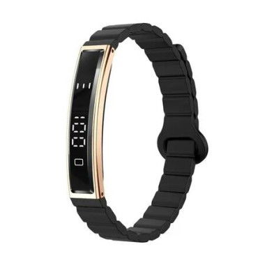 Rose Gold Black Silicone Strap 1.43 Inch Smart Bracelet with HeartRate Sleep Monitoring Phone Reminder