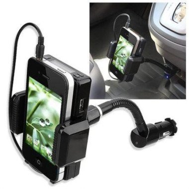 Rotary Hi-Fi Stereo FM Transmitter Car Kit With 3.5mm Audio Cable Car Charger Car Holder With 8-pin Plug For IPhone 5.