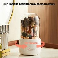 Detailed information about the product Rotating 360 Makeup Brush Holder Organizer Box With Lid Storage Dust Acrylic Cosmetics Holders Storage Cup (White)