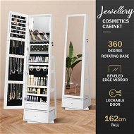 Detailed information about the product Rotating Jewellery Storage Shelf 360 Degree Cabinet Mirror Organiser Box Floor Stand for Earring Necklace Ring White