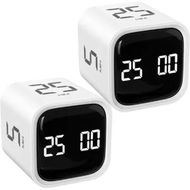 Detailed information about the product Rotating Pomodoro Timer 5, 25, 10 50 Minutes Preset,Desk Productivity Timer w/Gra vity Sensor,ADHD Tool Cube Countdown,Custom Modes,White,2 Pack