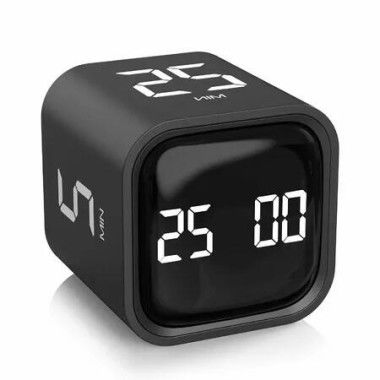 Rotating Pomodoro Timer 5,25,10 50 Minutes Preset,Desk Productivity Flip Timer,ADHD Tool Cube Countdown Stopwatch,Vibration/High/Low Volume/Custom Modes