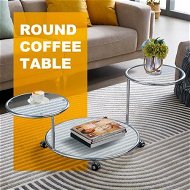 Detailed information about the product Round Coffee Table 3 Tier Bedside Lamp Sofa Side Swivel Tempered Glass Tabletop End Tea Cafe Modern Living Room with Wheels