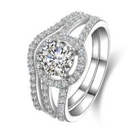 Detailed information about the product Round Cut Zulastone Split Shank Halo Ring Bridal Set Proposal Engagement Band