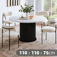 Detailed information about the product Round Dining Table Modern Coffee Room Kitchen Breakfast Diner Wood Accent End Circle Desk Furniture Restaurant Office 110cm Marble Tabletop Metal Base