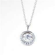 Detailed information about the product Round Pendant With Crescent Shaped Moon Dangle Cubic Stone In S925 Sterling Silver
