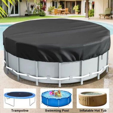 Round Swimming Pool Cover Above Ground Stock Tank Protector with Accessories Waterproof Dustproof Hot Tub Cover(240cm)