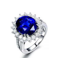 Detailed information about the product Royal Blue Round Cubic Zulastone Simulated Sapphire For Women Promise Ring Sterling Silver