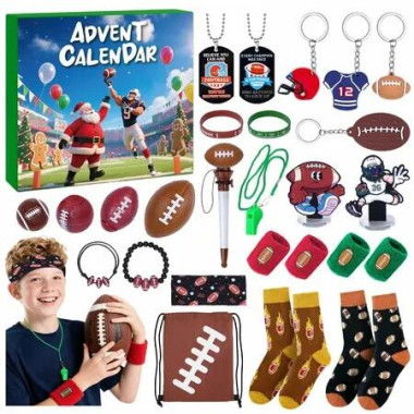 Rugby Advent Calendar 2025 Sport for Teen Boys Girls Teenagers Rugby Christmas Countdown Gifts Accessories and Decorations Stocking Stuffers