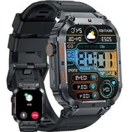 Detailed information about the product Rugged Smartwatch with Bluetooth Calling(Answer/Dial Calls), 100M Waterproof, Large 2' HD Display, 70-Day Extra Long Battery Life, 100+ Sports Modes and Fitness Tracking(Black)