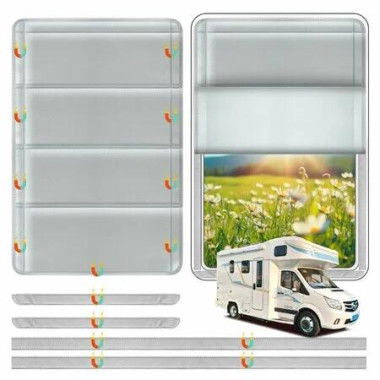 RV Door Window Shade Cover - Magnetic RV Blackout Window Cover with UV Protection and Privacy Features Foldable Magnet Design,Waterproof Fabric,and Reflective Silver Coating (Grey,64 * 41 cm)