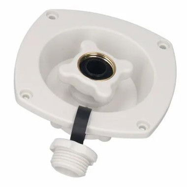 Rv Mains Water Inlet, Easy Grip Button Wide Application Leak Proof Rv Wall Mount Water Inlet for Caravan, White