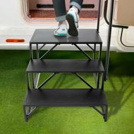 Detailed information about the product RV Steps 3-Step RV Stairs 199.58KGS Load Capacity Thickened Carbon Steel With Handrail Non-Slip Steps for Safe Entry and Exit Suit