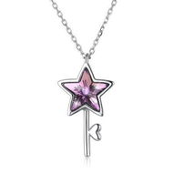 Detailed information about the product S925 Five-Pointed Star Necklace Purple/Platinum Plated.