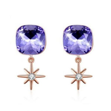 S925 M Bracket Earrings Purple