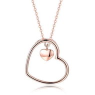 Detailed information about the product S925 Pure Silver Heart Necklace Simple Rose Gold Pure Silver Necklace