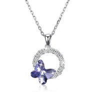 Detailed information about the product S925 Sterling Silver Butterfly Romantic Round Pendant Necklace