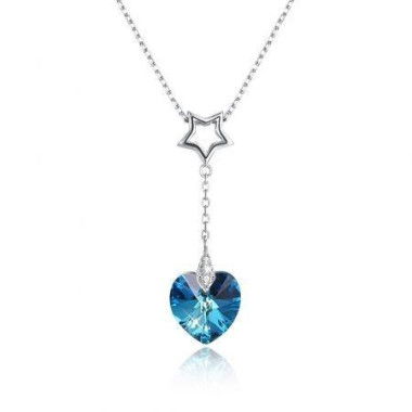 S925 Sterling Silver Heart-Shaped Crystal Pendant Necklace