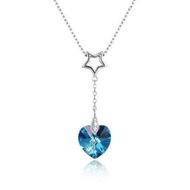 Detailed information about the product S925 Sterling Silver Heart-Shaped Crystal Pendant Necklace