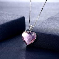 Detailed information about the product S925 Sterling Silver Heart With Crystal Necklace Pink/Platinum Plated