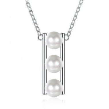 S925 Sterling Silver Necklace With 3 Pearl Pendants