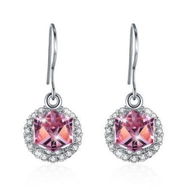 Detailed information about the product S925 Sterling Silver Sugar Drop Earrings Pink/Platinum Plated