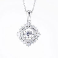 Detailed information about the product S925 Sterling Silver White Sun Round Dangle Stone Necklace