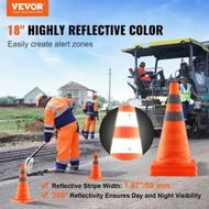 Detailed information about the product Safety Cones 2 Pack 18 inch Collapsible Traffic Cones Construction Cones with Reflective Collars Wide Base and A Storage Bag for Traffic Control Driving