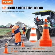 Detailed information about the product Safety Cones 4 Pack 18 inch Collapsible Traffic Cones Construction Cones with Reflective Collars Wide Base and A Storage Bag for Traffic Control Driving