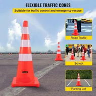 Detailed information about the product Safety Cones 6' x 36' Traffic Cones PVC Orange Construction Cones Reflective Collars Traffic Cones with Weighted Base Used for Driveway Road Parking