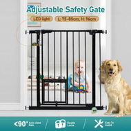 Detailed information about the product Safety Dog Pet Gate Adjustable Kids Security Safe Fence Barrier Guard for Stairs With Walk Through Door 96cm Black