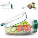 Salad Jar with Side Opening,Salad Pod Mason Jar Container with Leakproof Dressing Cup Dishwasher Safe Canisters for Meal Prep Home Outdoor Travel. Available at Crazy Sales for $14.99