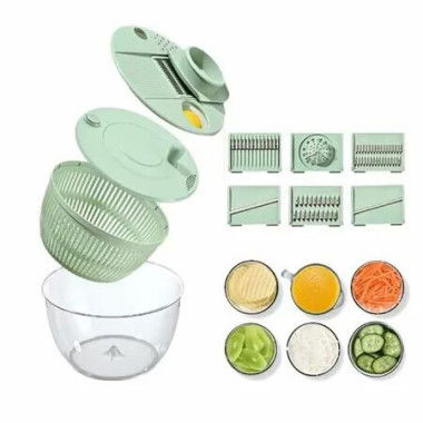 Salad Spinner Slicer Fruit Vegetable Washer Dryer Kitchen Cooking Helper Durable Bowl Lid Gifts for Mom and Women