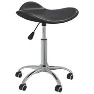 Detailed information about the product Salon Spa Stool Black Faux Leather