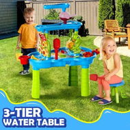 Detailed information about the product Sand Water Play Table Waterfall Pool Toys Sandpit Education Beach Activity Centre Summer Outdoor Backyard Kids Playset 3 Tier Playground Station Stool