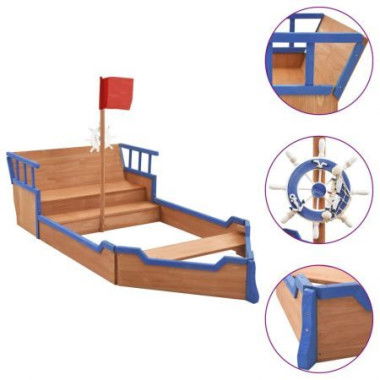 Sandbox Pirate Ship Firwood 190x94.5x136 Cm.