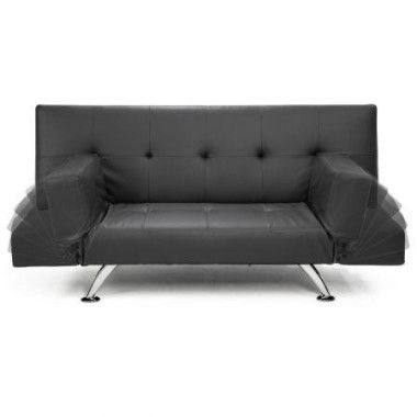 Sarantino 3 Seater Faux Leather Sofa Bed Lounge - Grey