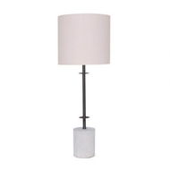 Detailed information about the product Sarantino Concrete & Metal Table Lamp With Off-White Linen Shade