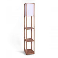 Detailed information about the product Sarantino Etagere Floor Lamp Off-White Fabric Shade in Wood Finish