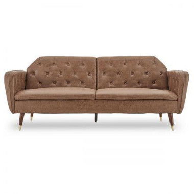 Sarantino Faux Leather Sofa Bed Couch Furniture Lounge Seat Brown