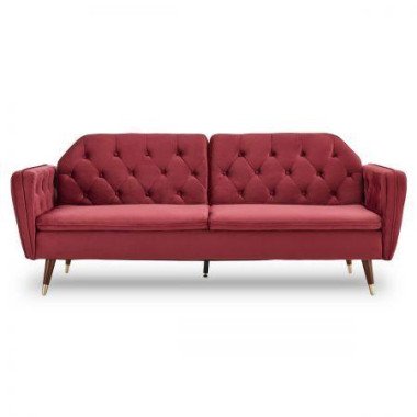 Sarantino Faux Velvet Sofa Bed Couch Furniture Suite Seat Burgundy