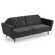 Detailed information about the product Sarantino Faux Velvet Sofa Bed Couch Lounge Suite Futon Black