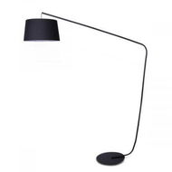 Detailed information about the product Sarantino Metal Arc Floor Lamp In Black Finish With Linen Taper Shade