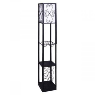 Sarantino Metal Etagere Floor Lamp With Wine Holder Shelf