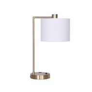 Detailed information about the product Sarantino Metal Task Lamp with USB Charging Port Antique Brass Finish